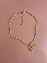 Load image into Gallery viewer, Dominican Republic Map Necklace with Freshwater Pearls