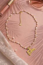 Load image into Gallery viewer, Dominican Republic Map Necklace with Freshwater Pearls
